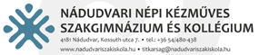 Az iskola két emblémája: bal oldalon kör alakú pecsétjelvény „NÁDUDVARI NÉPI KÉZMŰVES SZAKGIMNÁZIUM ÉS KOLLÉGIUM